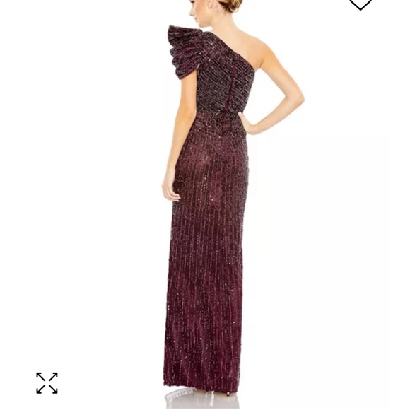 Mac Duggal Draped Sleeve Sequin Gown - Picture 4 of 4